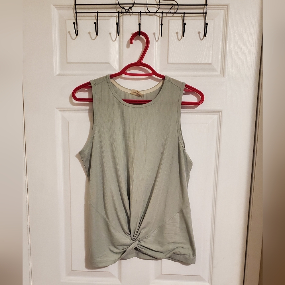 Sage Green Tie Front Sleeveless Muscle Tee